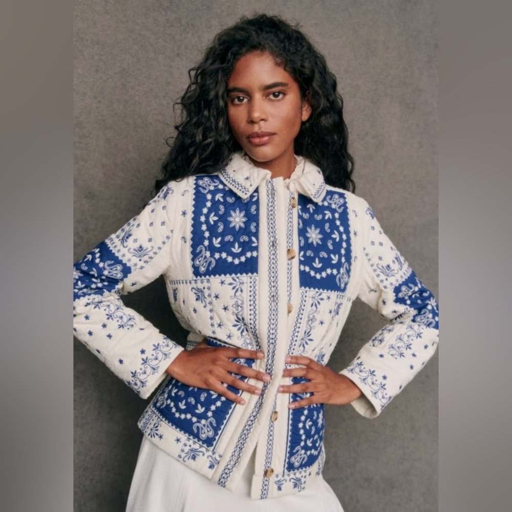 Sezane Smith Jacket - Blue Ecru Bandana